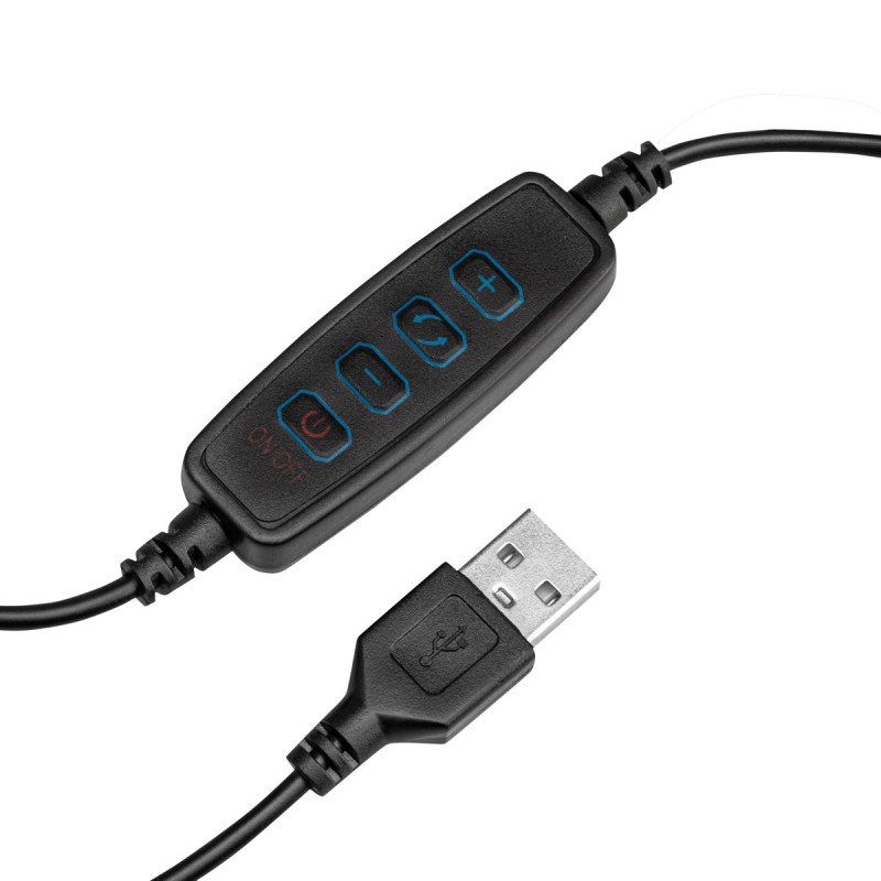Zwarte Ring multicolor LED loeplamp met tafelklem