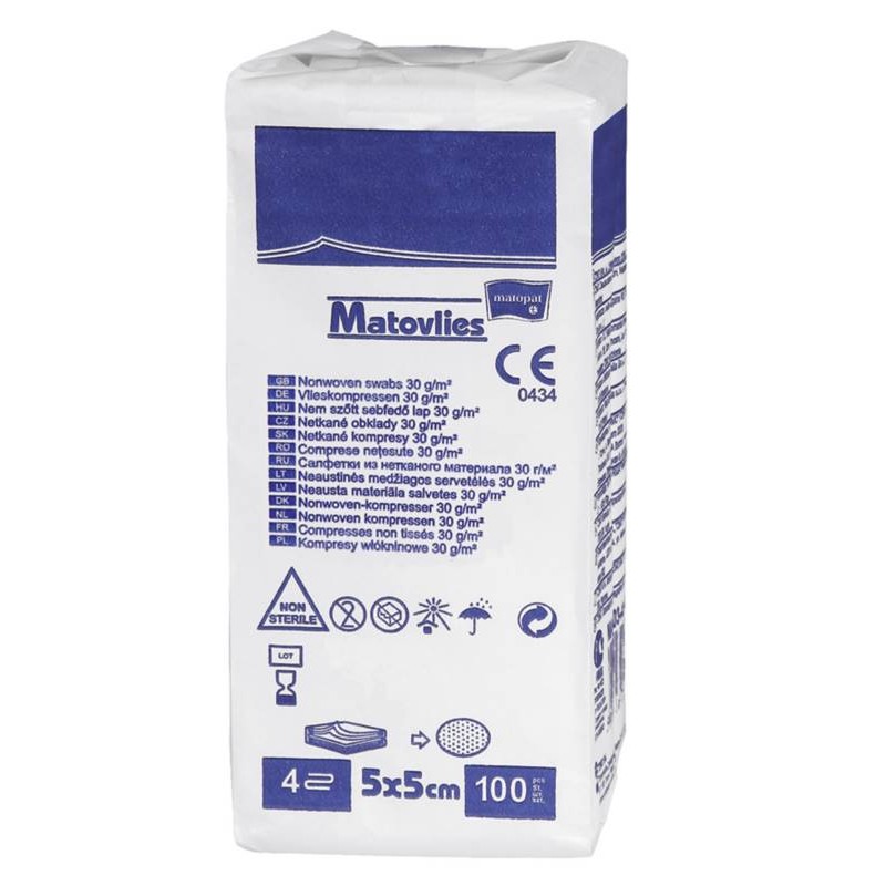 Vliwasoft (Matovlies) gaasjes 4-laags 5x5cm