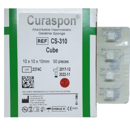 CuraSpon Bloedstelpende sponsjes (10x10x10mm) 50st